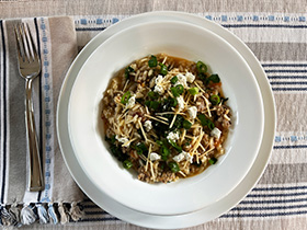 Tomato and Kale Risotto with Italian Sausage